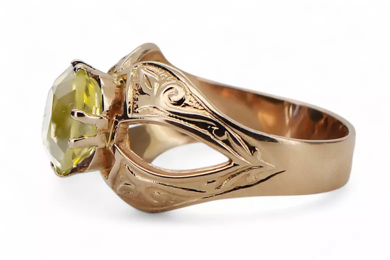 Original Vintage 14K Rose Gold Yellow Peridot Ring Vintage style vrc135r